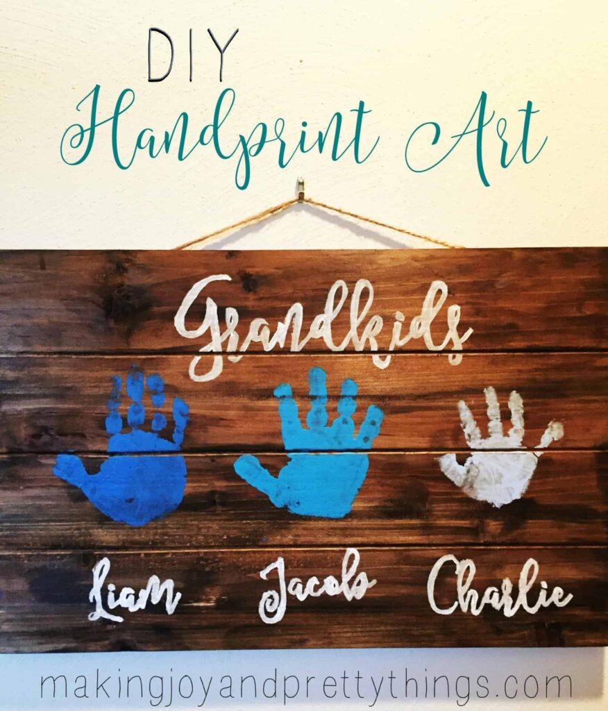 Quick and easy DIY handprint art for Grandma perfect for grandparents and Mother's Day!