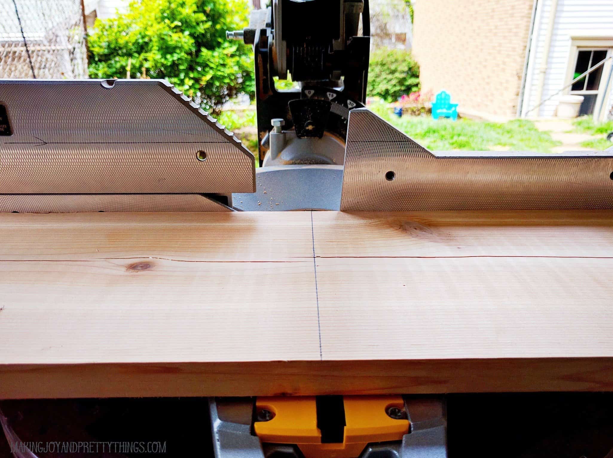 Marking a piece of wood to cut with a miter saw as part of a larger project and a tutorial 