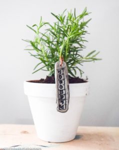DIY Garden Markers using clay and copper wire. Really adds rustic and farmhouse charm to plants. Easy DIY plant markers perfect for herb garden, container garden or vegetable garden.