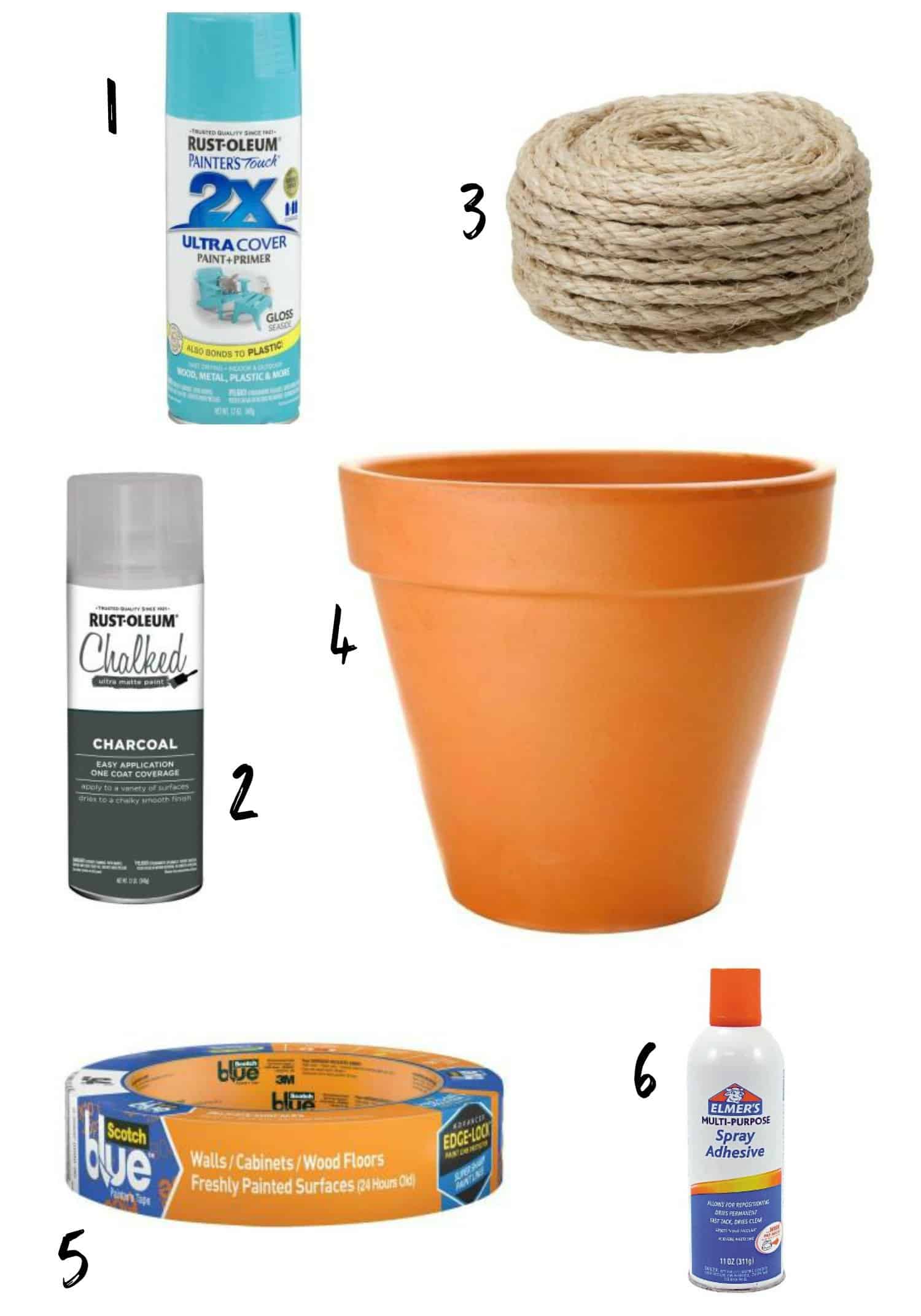 Supplies for rope planters in a well thought and easy way. This DIY is super simple and makes a big impact