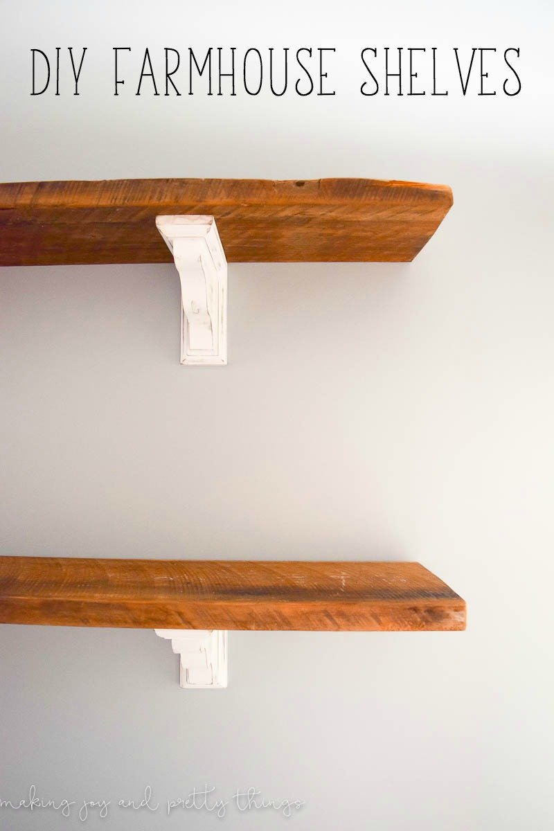 DIY Farmhouse Shelves for the Dining Room.  So easy to make your own fixer upper inspired shelves using reclaimed wood