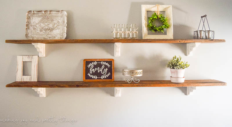 The hardest thing with knowing how to style open shelves is fitting all the various sizes of decor on to the shelves to make them pretty