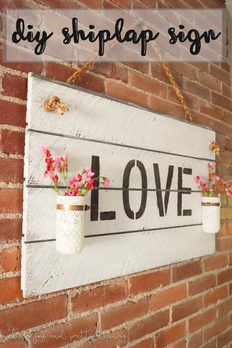 Rustic Farmhouse-Inspired DIY Shiplap Sign. Easy DIY to get the fixer upper style shiplap without actually shiplapping a room. Adds farmhouse style to your home!