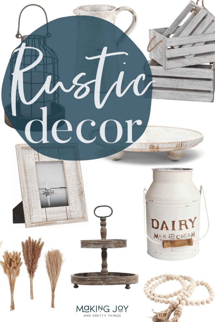 If you love the farmhouse and fixer upper style and you are struggle to style your open shelving, you will love this rustic decor for shelves!