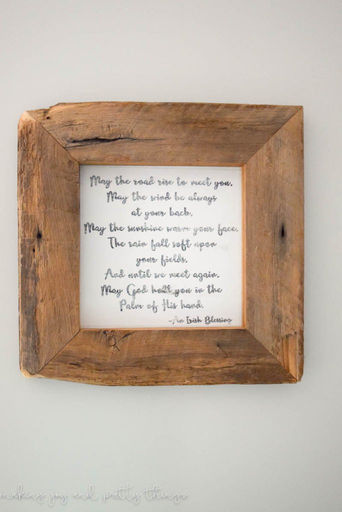 DIY Irish Blessing Framed Sign - easy DIY to add fixer upper and farmhouse style to your home.