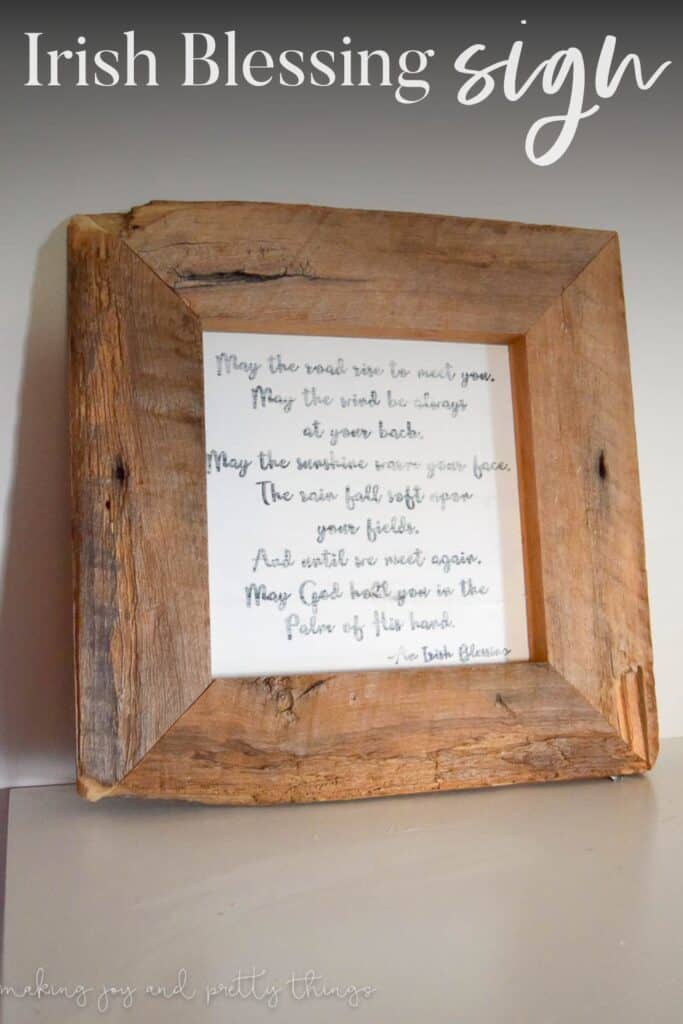 Photo of a wooden-framed sign with text overlay that reads 'Irish Blessing Sign.
