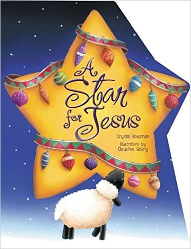 A Star for Jesus by Crystal Bowman is  a rhyming, oversized die-cut board book featuring a star, young readers will playfully discover the story of the Christmas star and how it led the wise men to Jesus, and why stars can remind us of Jesus’s birth year-round.