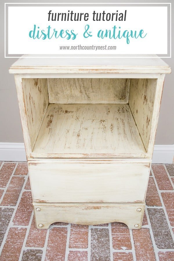 How to distress and antique a side table / furniture paint technique / antique furniture / chalk paint