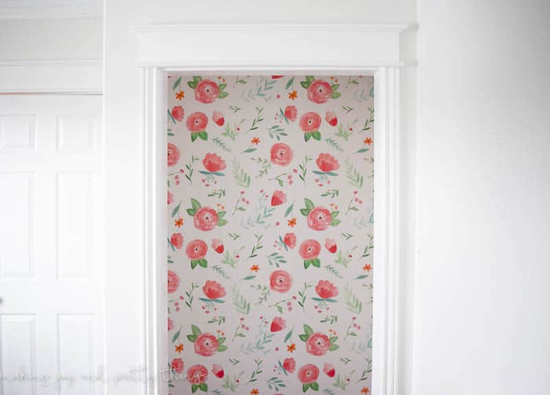 Adding wallpaper into the inside of a closet is a great way to add a fun pop of color that isn't too overwhelming. 