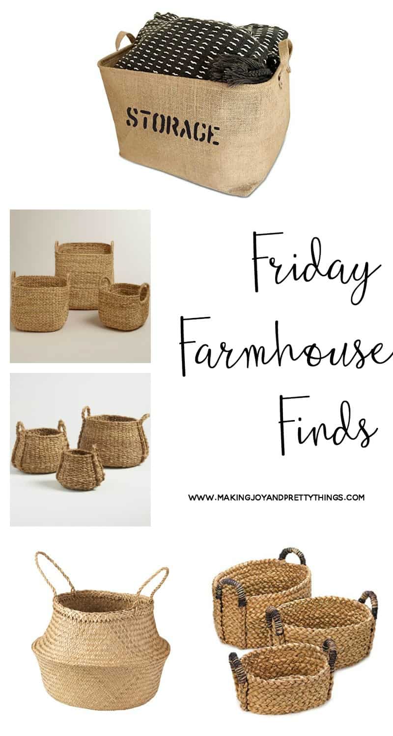 farmhouse friday finds | baskets | farmhouse baskets | rustic baskets | storage | organization