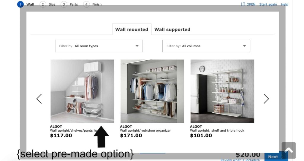 IKEA also delivers premade options and this is an option for a sloped ceiling closet