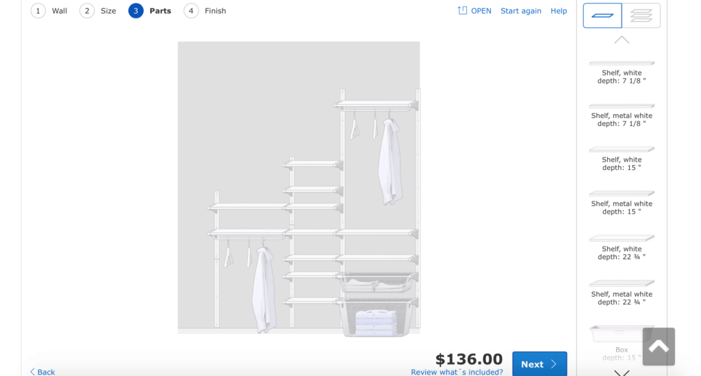 Adding clothing and other accessories to the sloped ceiling closet with IKEA's planner