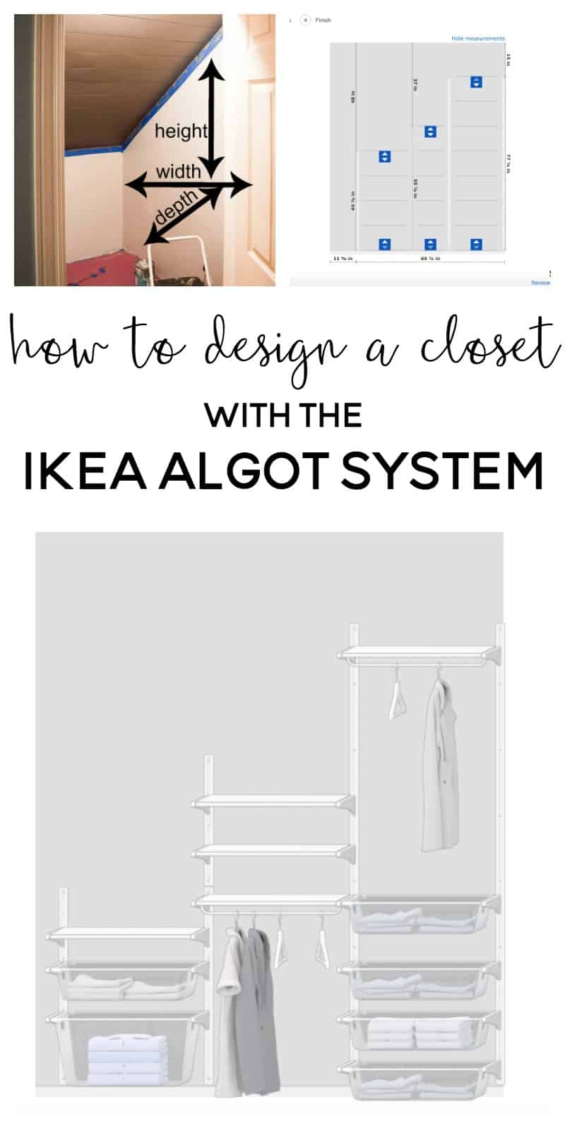 If you have a difficult sloped ceiling closet like this using IKEA's closet designing system can make the entire process simple