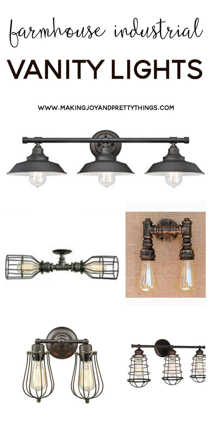 Budget friendly farmhouse industrial vanity lights!!