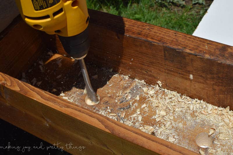 When making a planter box be sure to drill drainage holes for any water to prevent your wood from rotting