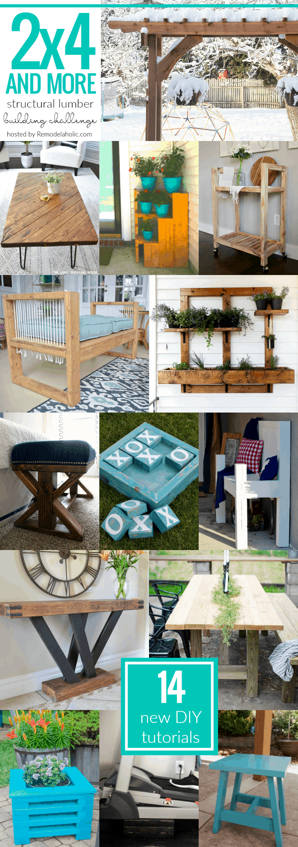 Various projects for the 2x4 and more blogger challenge that is inspiring and a great resource for project ideas