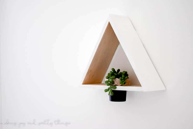 DIY Triangle Shelf Planter using a $3 Dollar Store Shelf and old play-doh container. Dollar store craft | DIY craft | upcycle | planter ideas | succulents