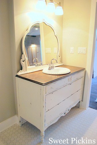 You can get extremely creative with dresser vanities in your bathroom when the design styles are this varied