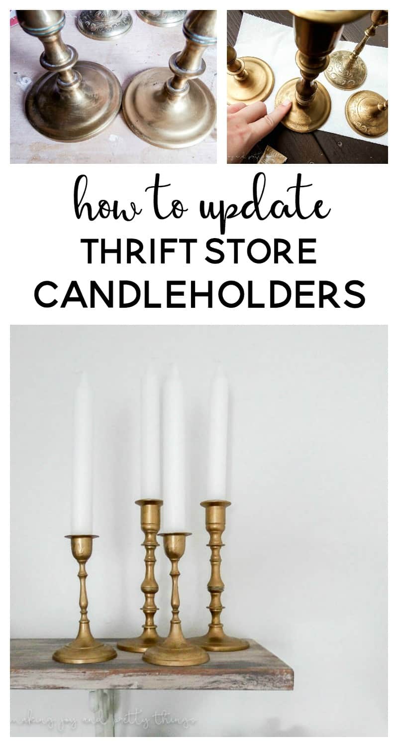 Learn how to update dull metal thrift store candleholders using a stunning gold leaf finish in this simple vintage candleholder makeover.