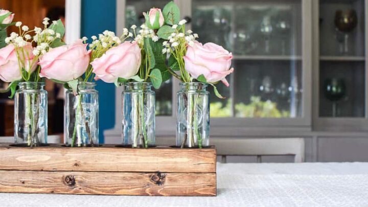 Rustic Wedding Centerpiece Wood Jar Holder Wood Boxes for Centerpieces  Square Vase for Wedding Farmhouse Rustic Table Decor 