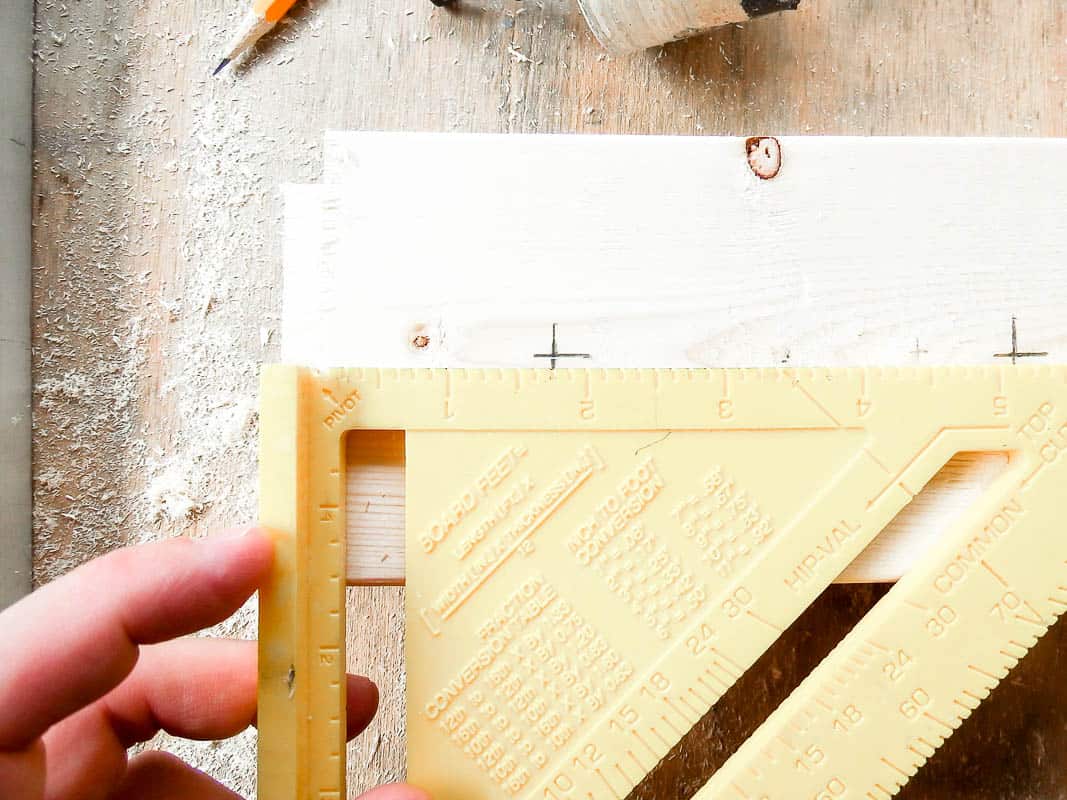 Spacing is key so you don't accidentally drill your holes too close together on your DIY wood centerpiece