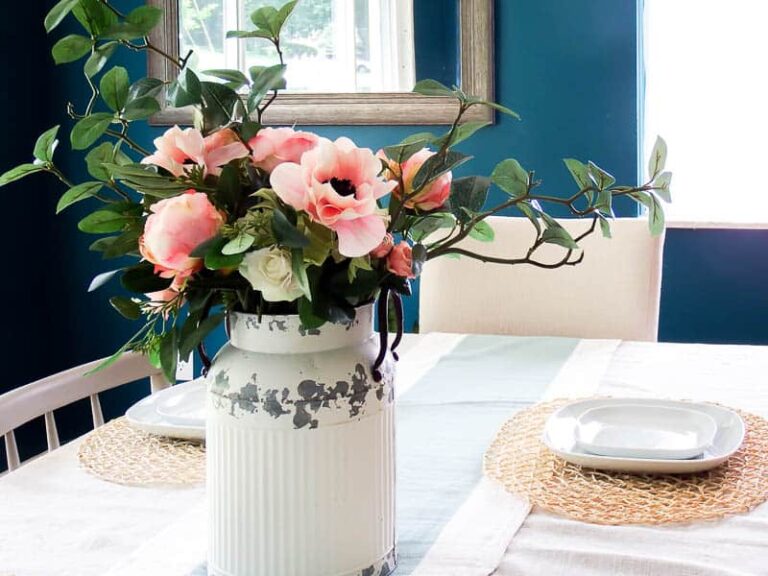 Vintage Farmhouse Flower Arrangement in a Milk Can