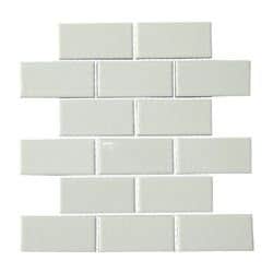 Subway tile used on a mosaic to make it easier to install and use in a modern bathroom as part of a mood board
