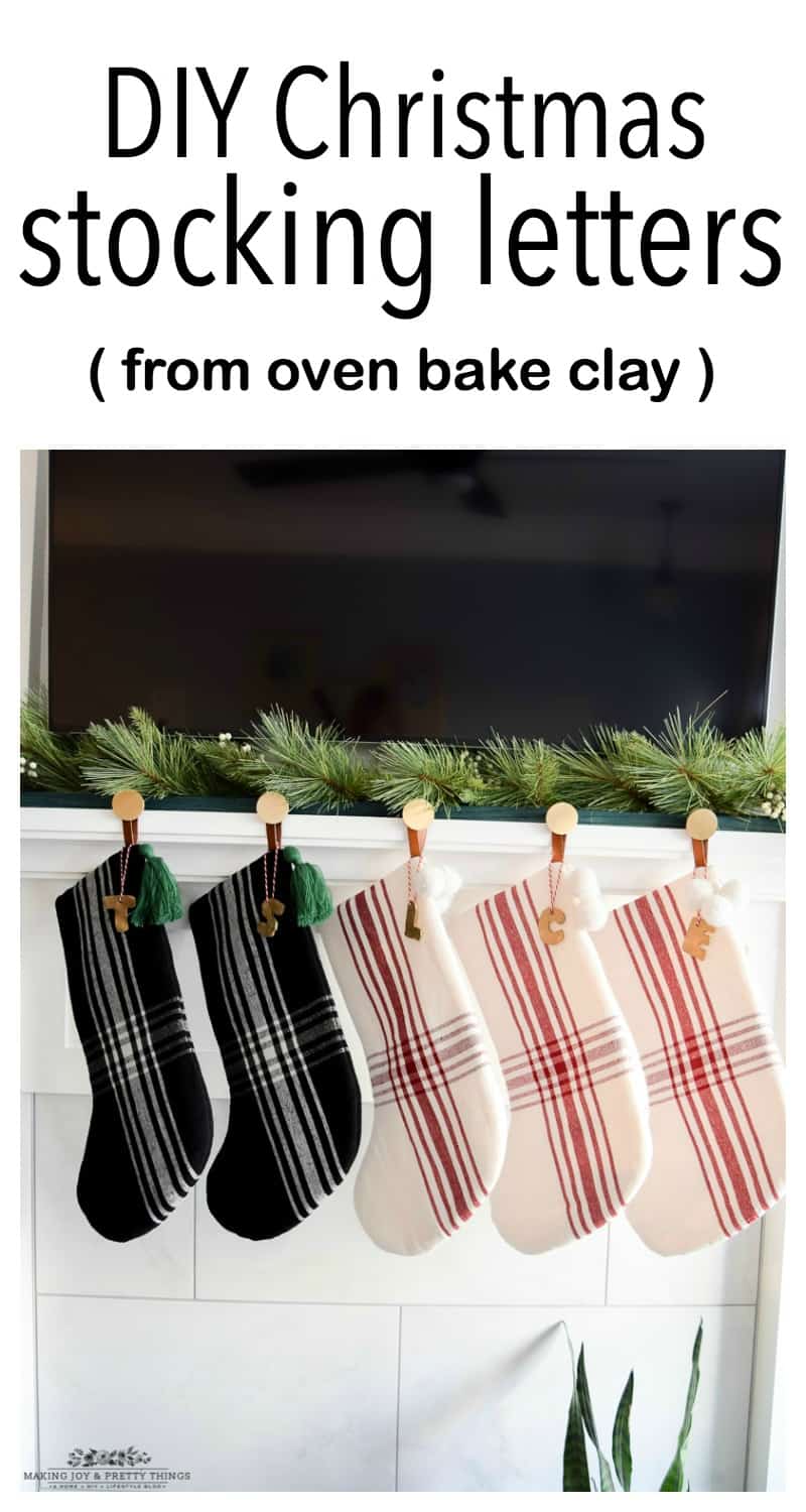 Learn how to make your own DIY Christmas stocking letters made from oven bake clay