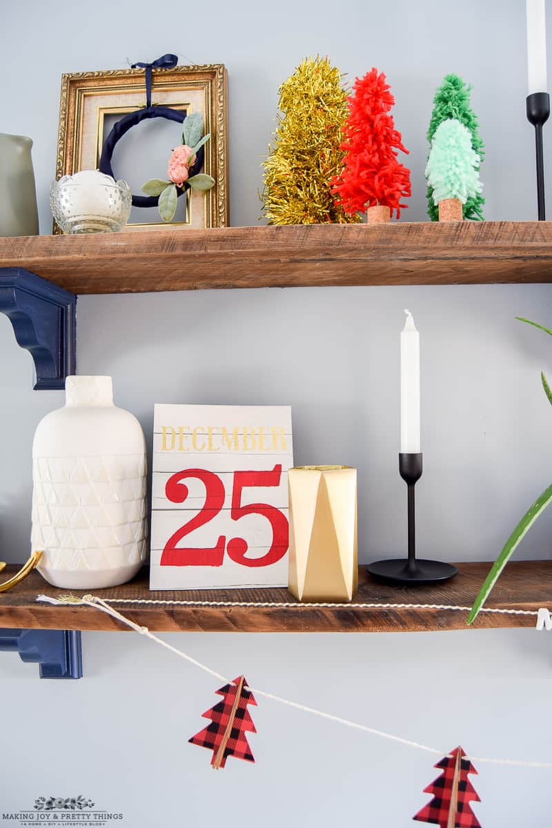 Farmhouse rustic shelves with a dated shiplap date for with vases and other decorations 