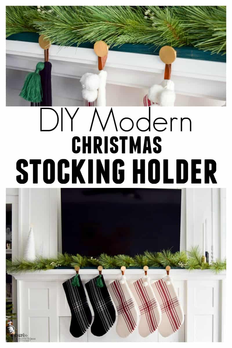 Update your Christmas mantel with this DIY stocking holder made easily and gives a modern update 