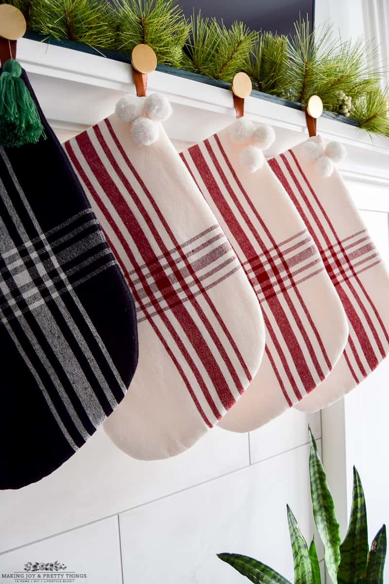 Using sturdy brass knobs is a great way to modernize the way you hang stockings for Christmas