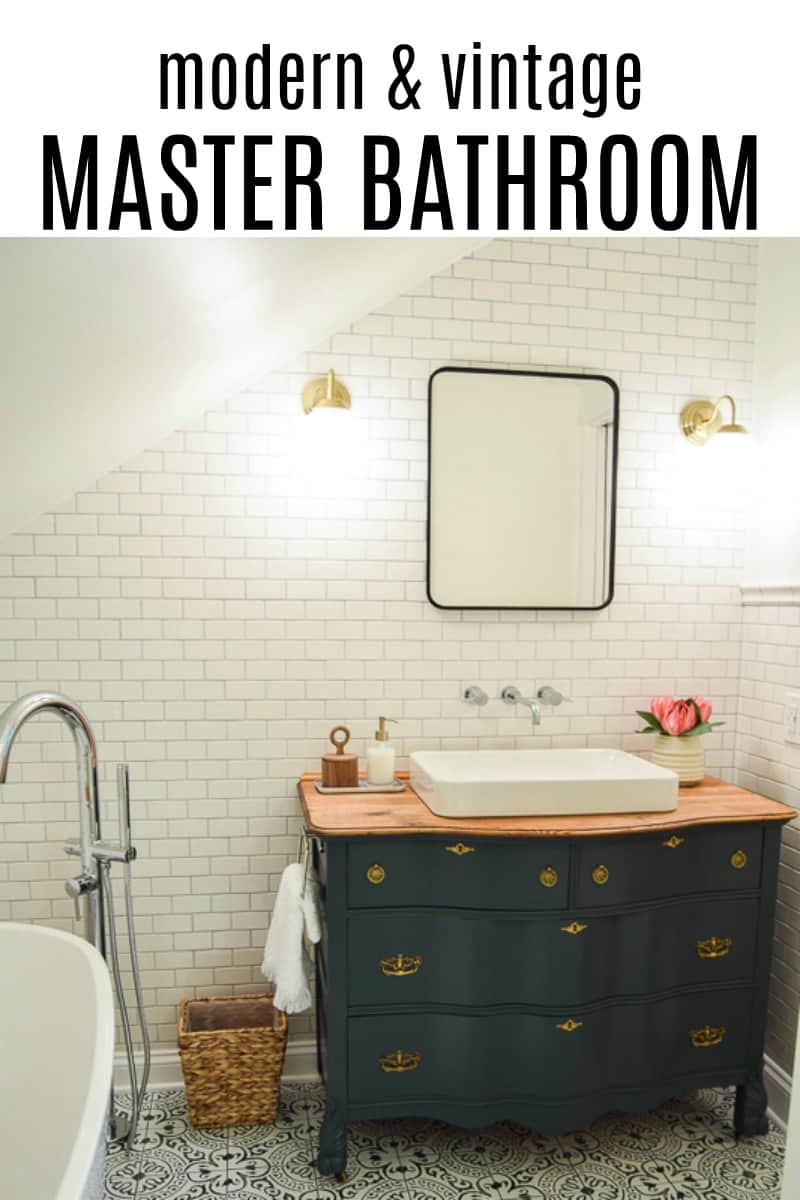 If you're looking for modern vintage bathroom inspiration for your next renovation, you'll love this room. 