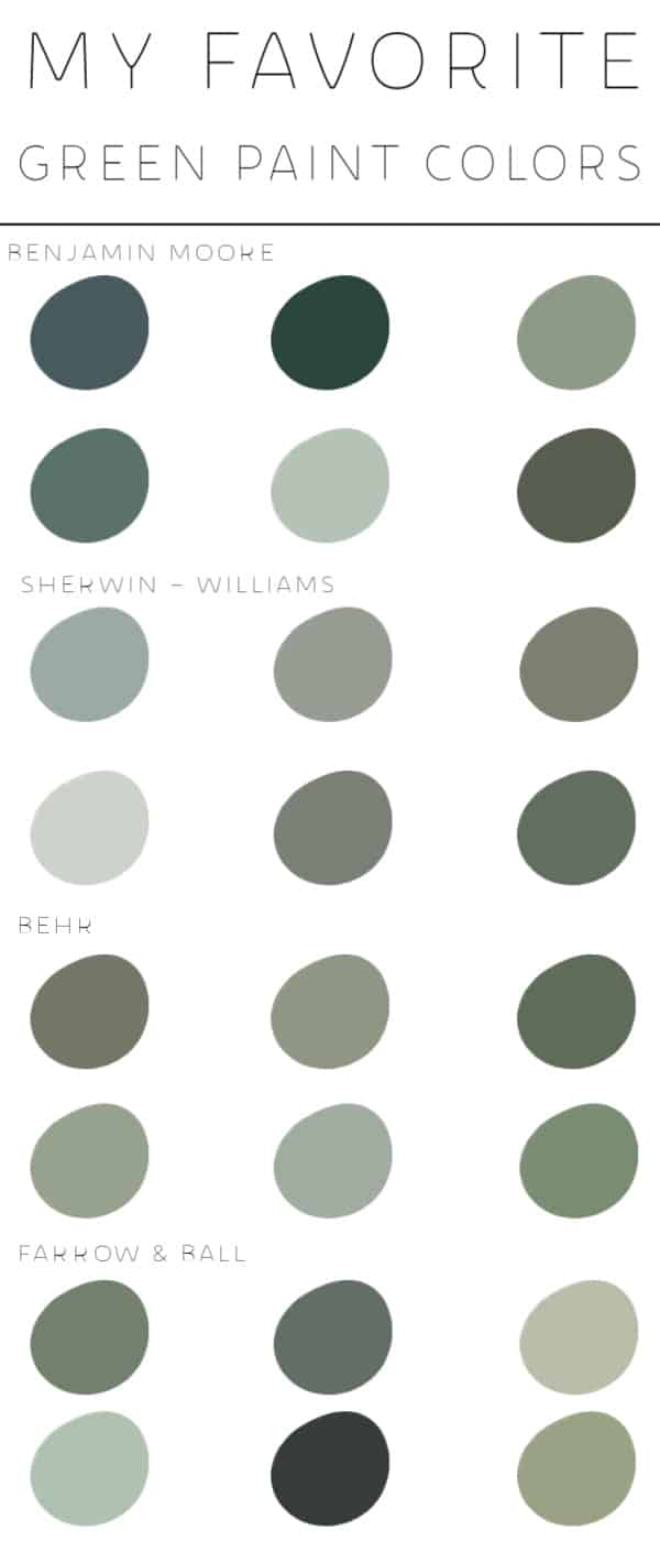 If you are looking for a pretty shade of sage green paint colors, you're going to love these options from Benjamin Moore, Sherwin-Williams, Behr Paint and Farrow & Ball. 