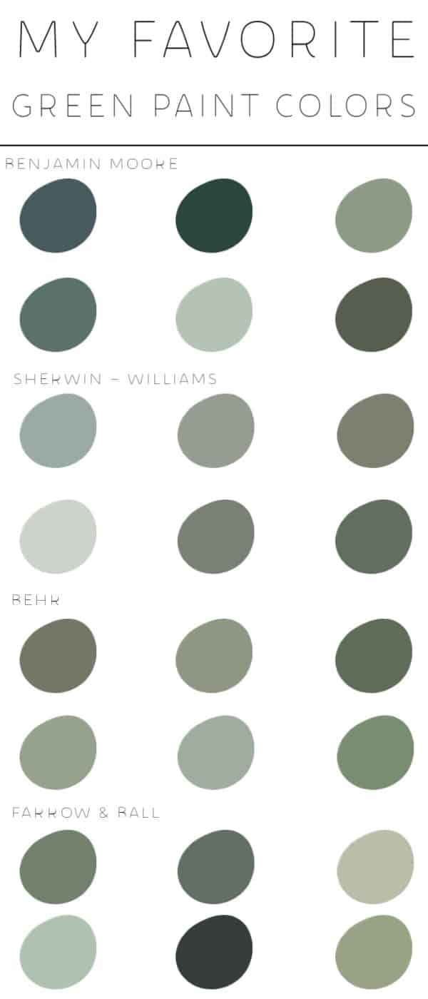 If you are looking for a pretty shade of sage green paint colors, you're going to love these options from Benjamin Moore, Sherwin-Williams, Behr Paint and Farrow & Ball.