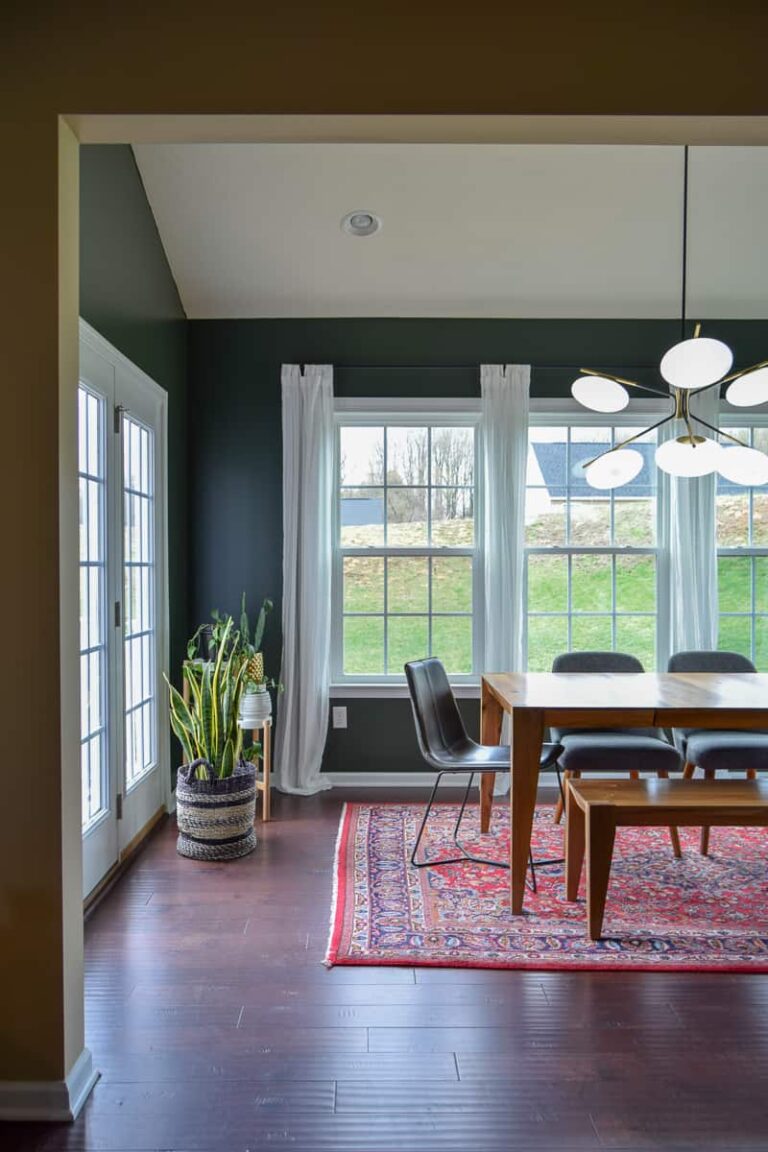 modern dining room reveal | mid-century modern dining room | dark paint | dining room ideas | dining room renovation | #diningroom #modern #diy #renovation #midcentury