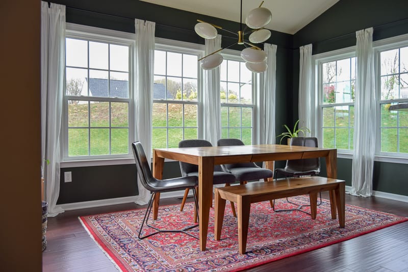 modern dining room reveal | mid-century modern dining room | dark paint | dining room ideas | dining room renovation | #diningroom #modern #diy #renovation #midcentury