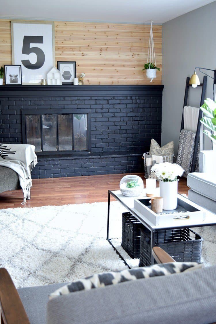5 ways to update your fireplace. Sharing some DIY fireplace ideas and DIY fireplace projects. Learn how to stencil a fireplace, do a shiplap fireplace DIY, DIY cement fireplace, floor to ceiling tile fireplace, and how to paint a fireplace. #fireplace #diyfireplace #livingroom #diyprojects