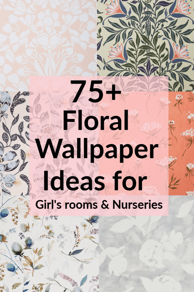 Sharing tons of floral wallpaper ideas for girl’s rooms and nurseries! Looking to add a wallpaper accent wall or wallpaper toddler girl room?  I found wallpaper ideas for nurseries and wallpaper ideas for toddler girl room.  Add floral wallpaper to a nursery or flower wallpaper girl’s room.  Just click the photo to shop!  #wallpaper #floralwallpaper #toddlergirlsroom #girlroom #nursery