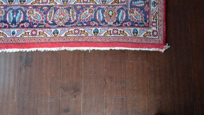 Close up after picture of deep cleaned hardwood floors that are like new again after mopping with Bona