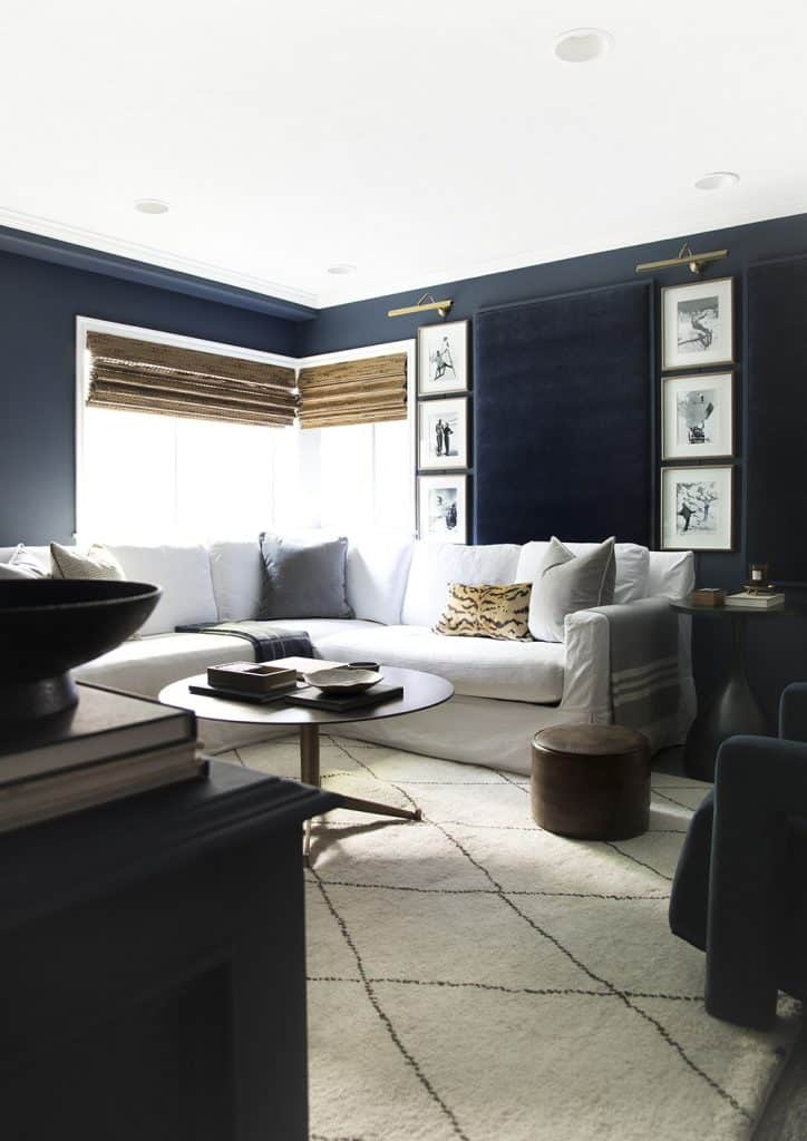 Sherwin William color of the year photo painted in a living room and its a dark blue color 