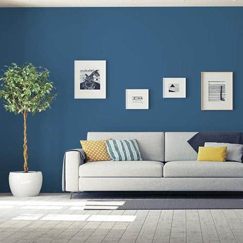 Chinese Porcelain 2020 paint color of the year is a nice blue painted in a living room