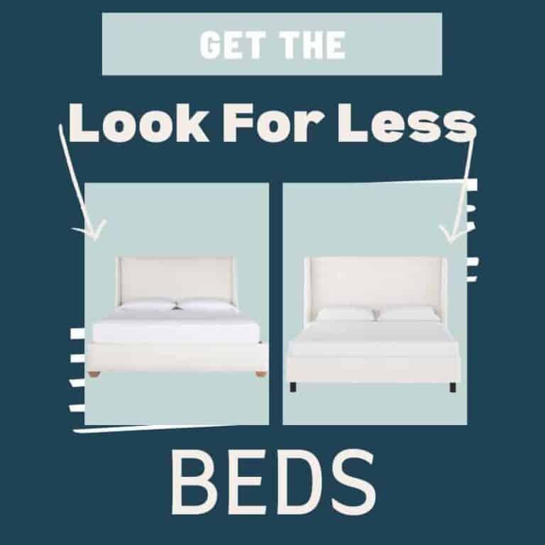 It’s time to get the look for less home decor! Looking for budget friendly beds that doesn’t break the bank but is still beautiful? So if you’re looking for bedroom ideas for your master bedroom or guest room and want a beautiful bed or bedframe but want to not spend a fortune, this is for you. Home decor and interior decorating doesn’t have to be so expensive. It’s time to save on home decor and beds for your home and for your renovation. #beds #lookforless #homedecor #interiordecorating #bedroom