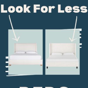 It’s time to get the look for less home decor! Looking for budget friendly beds that doesn’t break the bank but is still beautiful? So if you’re looking for bedroom ideas for your master bedroom or guest room and want a beautiful bed or bedframe but want to not spend a fortune, this is for you. Home decor and interior decorating doesn’t have to be so expensive. It’s time to save on home decor and beds for your home and for your renovation. #beds #lookforless #homedecor #interiordecorating #bedroom