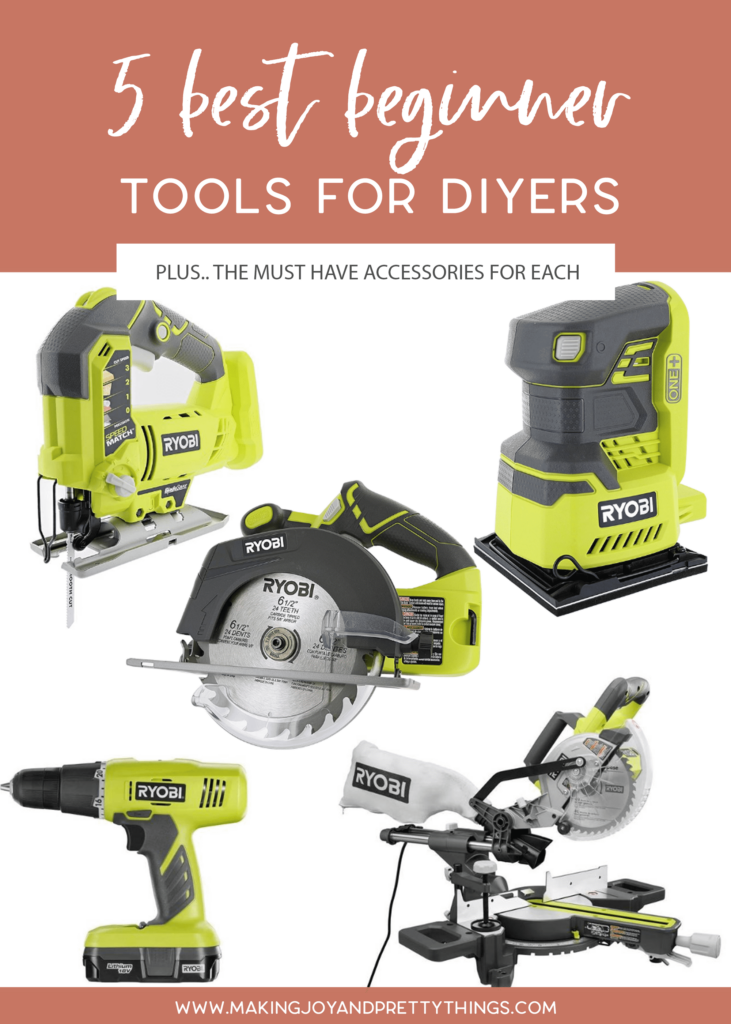 Today I’m sharing the 5 woodworking tools for beginners for diyers and beginner woodworking. 