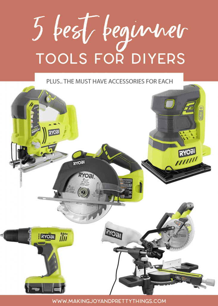Today I’m sharing the 5 woodworking tools for beginners for diyers and beginner woodworking.