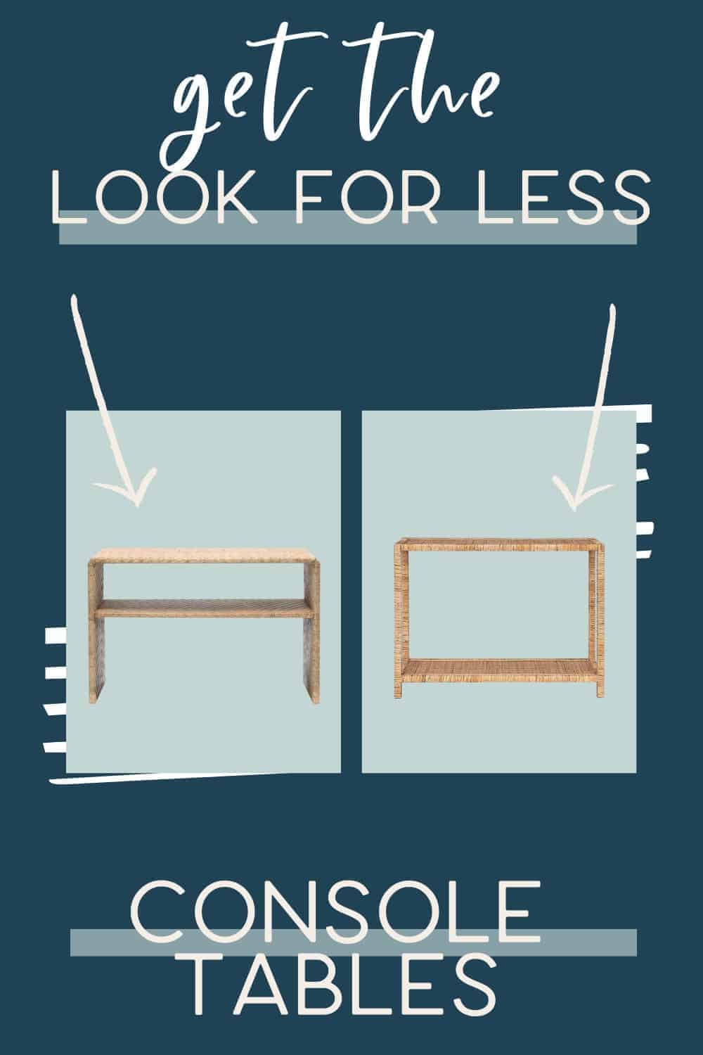 Time to get the look for less aka budget friendly finds! If you're looking for great stylish console tables that fit in several different home decor styles, you'll want to see these options.