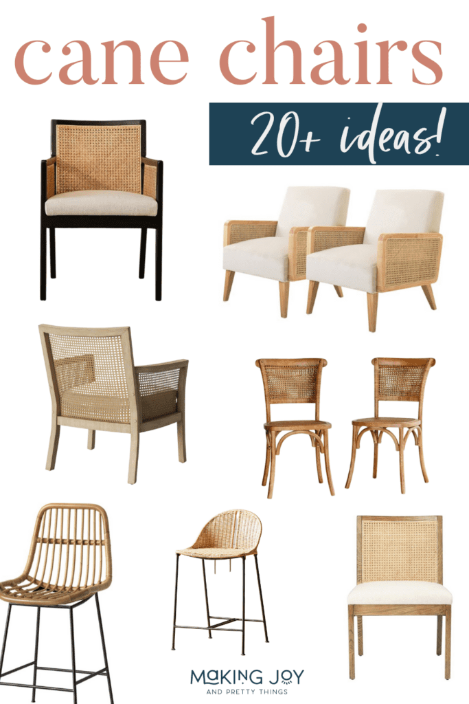 Cane armchairs, dining chairs, and barstools are all the rage! They are equal parts earthy and elevated and add so much style to a space. You can put them in pretty much every room of your home.