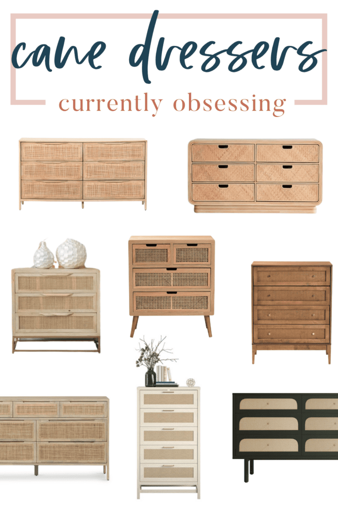 A fun way to add the boho look to your bedroom is with a cane dresser!