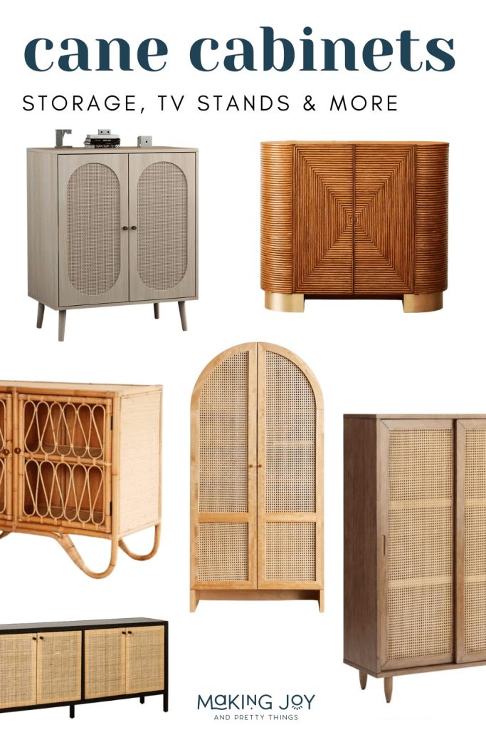 Storage cabinets with cane doors are super popular right now. Everyone always needs more storage in their home right?