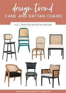 Chatting about a design trend that I’m loving - cane furniture and rattan furniture! Also going to share the difference between cane, rattan, and wicker and some of my favorite cane and rattan styles. If you’re looking to add an organic, natural look to your dining room and living room that goes with any design style, cane and rattan furniture and decor is perfect! Take a look at a few of my favorite cane chairs and rattan chairs like beautiful rattan dining chairs, cane dining chairs, cane accent chairs, rattan accent chairs, and more. #cane #rattan #rattanfurniture #livingroom #diningroom #canechairs #rattanchairs